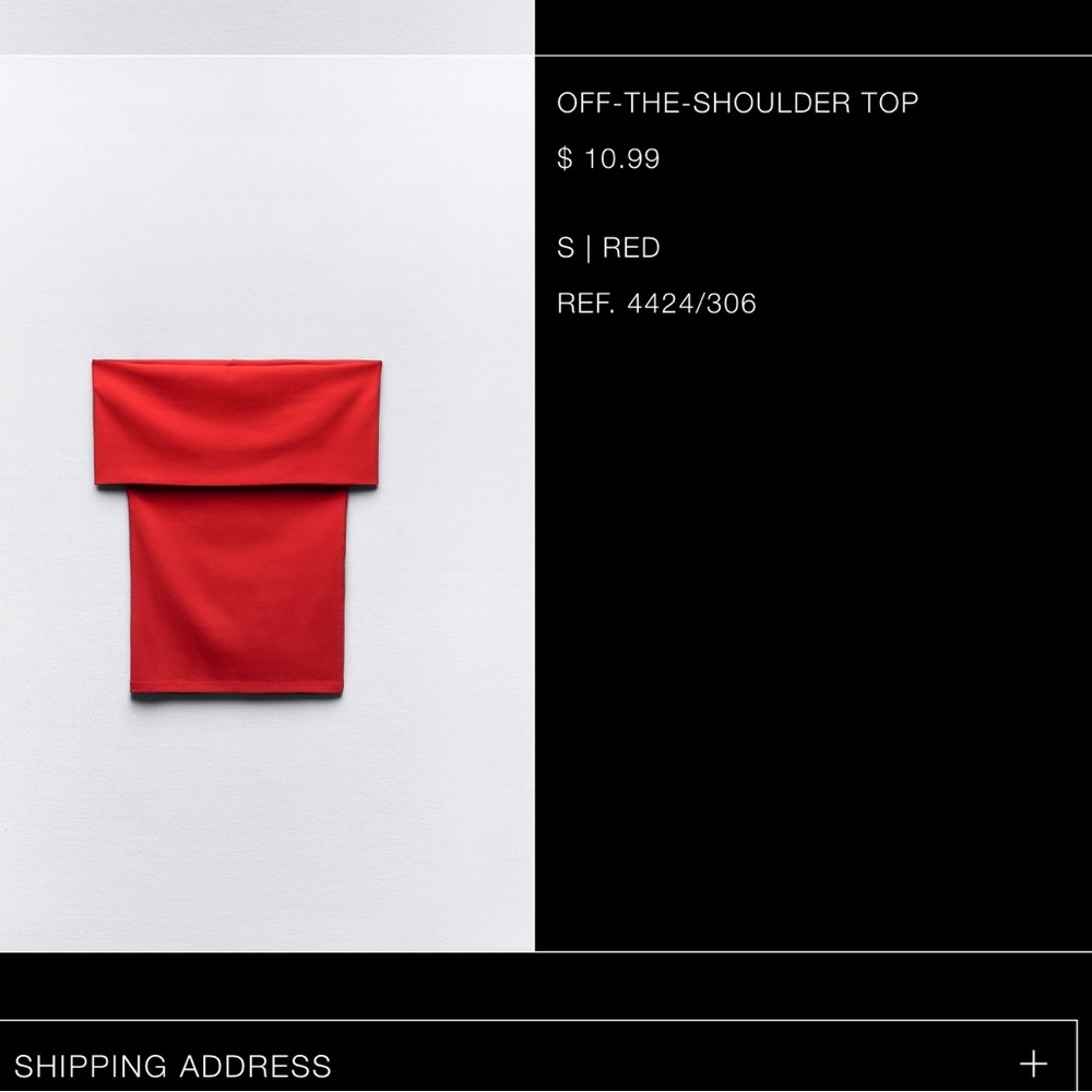 Zara Red Off-the-Shoulder Top